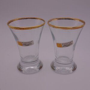 Set of Two(2) Crystal Mode Shot Glasses with Gold Rim